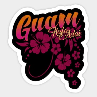 Guam USA Hafa Adai Flowers Sticker